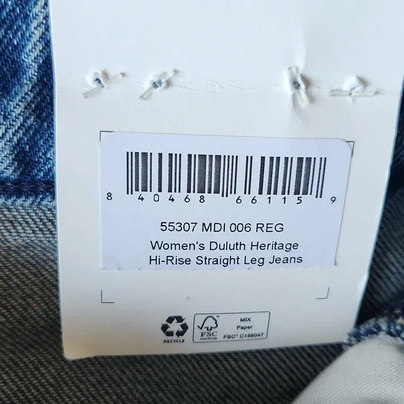 NWT Duluth Trading Co Womens Medium Wash Heritage Hi-Rise Straight Leg Jeans - Picture 9 of 9